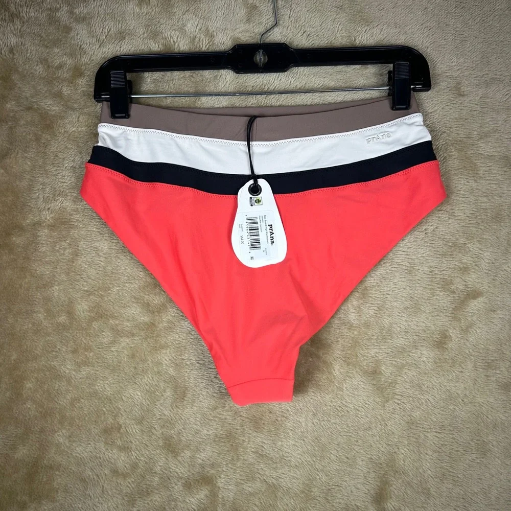 Lot of 3 Prana Baja Bound High Rise Bikini Bottom Rose Fire Colorblock Womens M